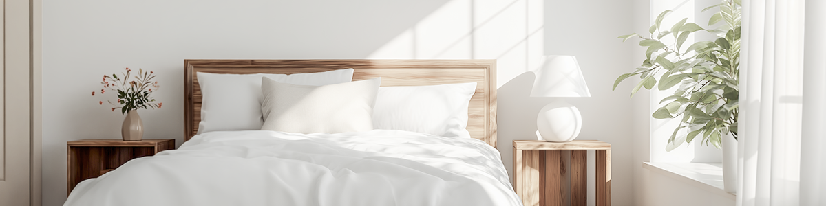 朝の陽ざしとベッド